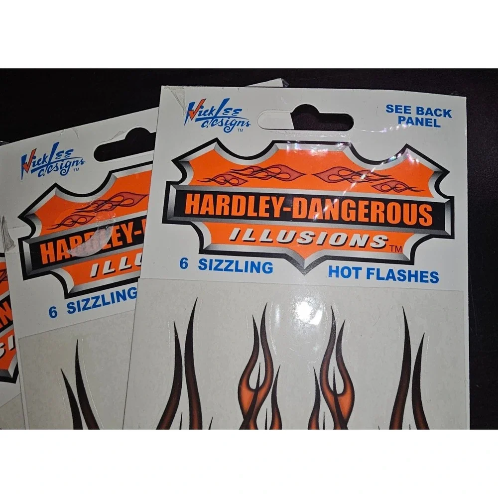 Lot x3‎ Hardley-Dangerous Illusions Flame Fire Stickers Car Decals Mailbox Tank
